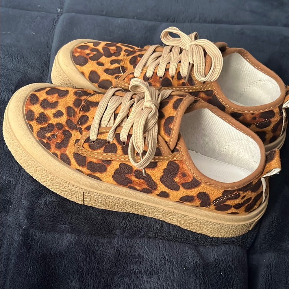 Leopard Print Sneakers with Tan Soles